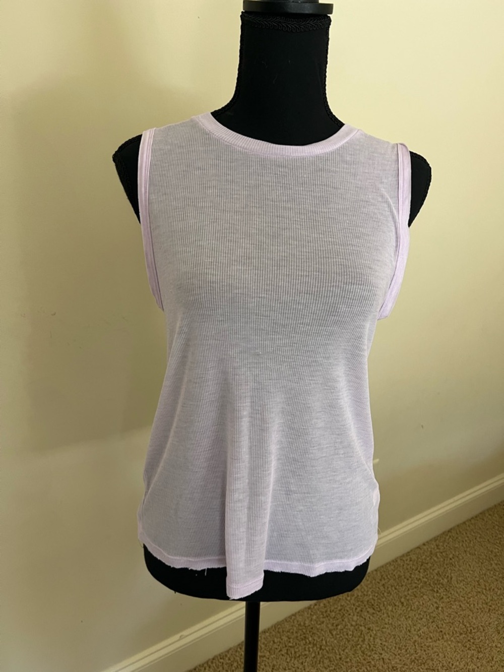 NWOT Free People Movement Lavender Sheer Ribbed Closet-Staple Tank Top Size XS